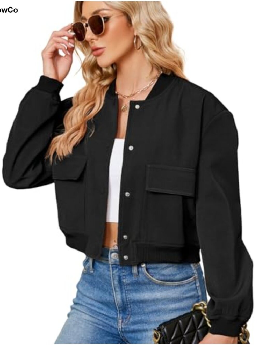 Cropped Bomber Jacket Women Short Trendy Casual Varsity Jacket